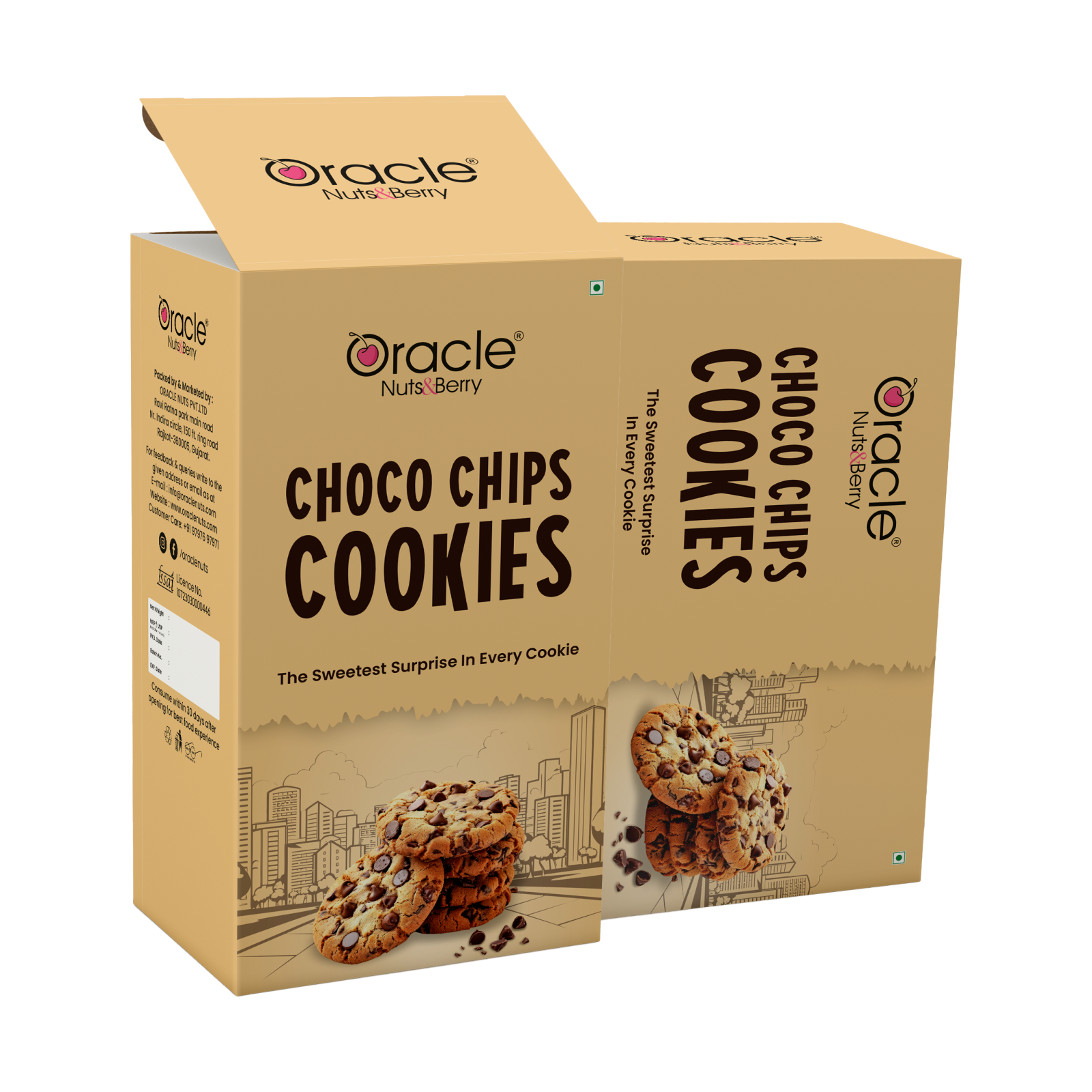 Oracle Nuts & Berry - 200gm Choco Chip Cookies - Soft, Crunchy & Delicious, Rich in Fiber & Protein, 100% Pure & Hygienic, Premium Baked Treat - Oracle Nut