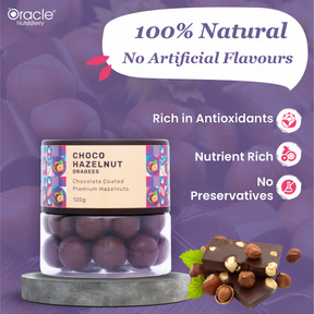 Choco Hazelnut Dragees - Rich in Vitamin E & Magnesium 120gm - Oracle Nut