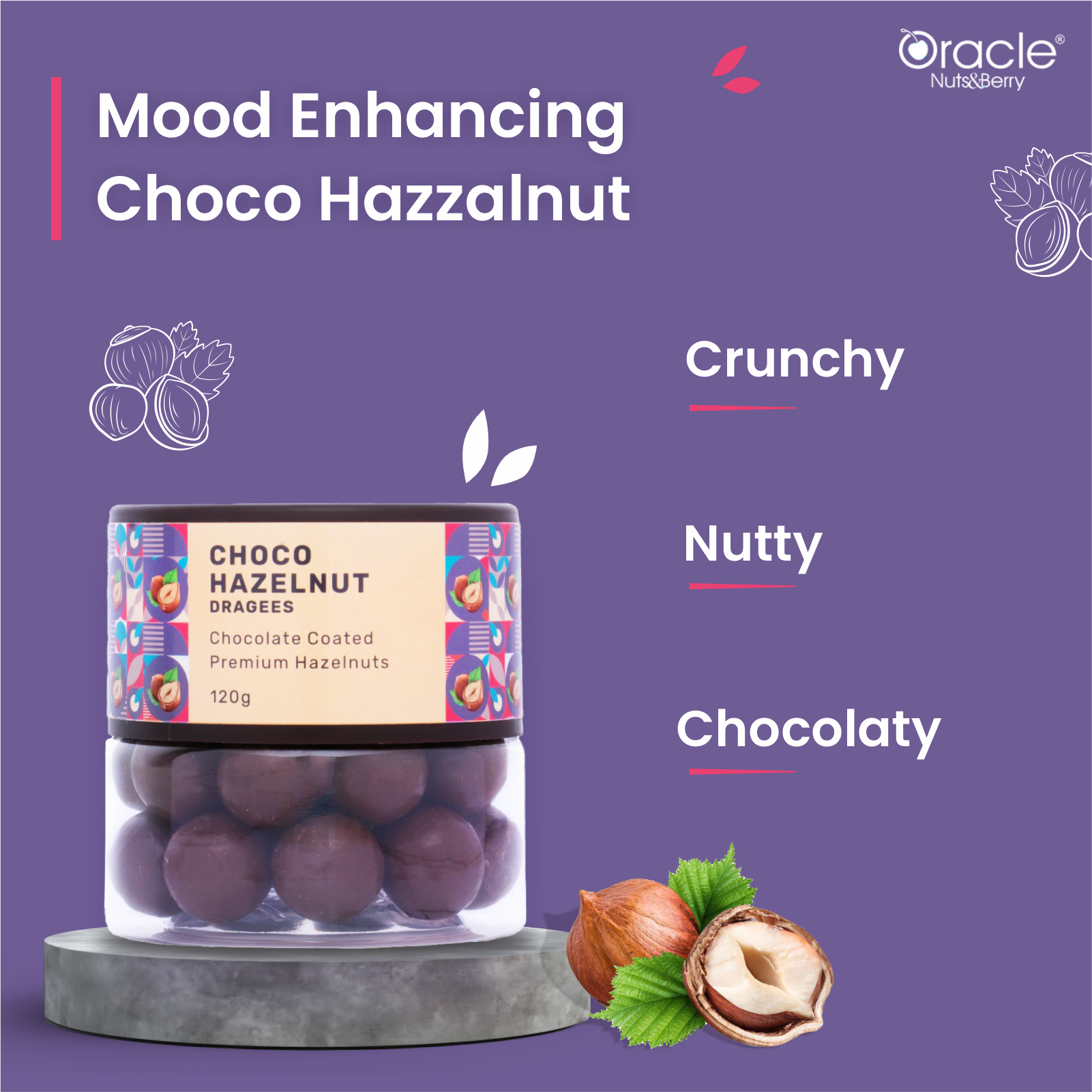 Choco Hazelnut Dragees - Rich in Vitamin E & Magnesium 120gm - Oracle Nut