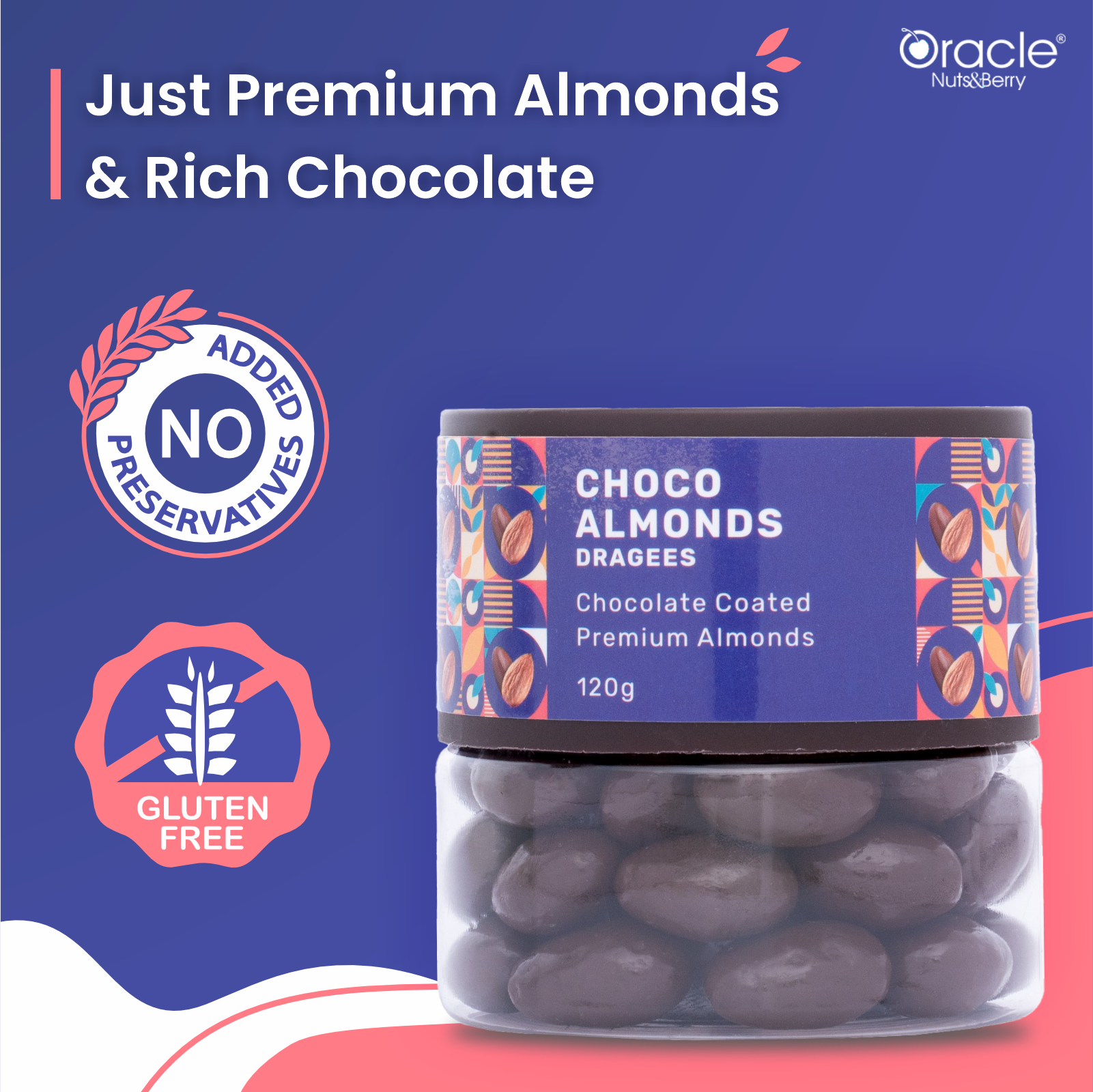 Choco Almonds Dragees - Rich in Vitamin E & Magnesium 120gm - Oracle Nut