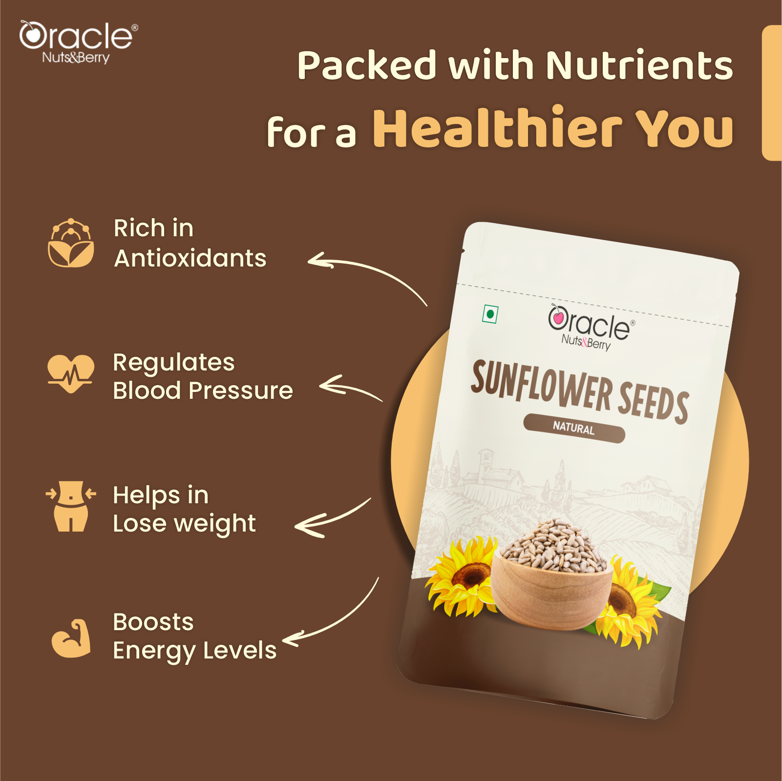 Natural Sunflower Seeds - Rich in Vitamin E & Protein 200gm - Oracle Nut