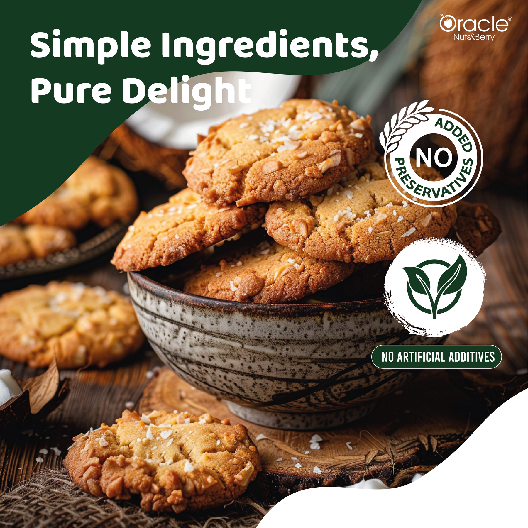 Oracle Nuts & Berry - 200gm Coconut Cookies - Soft, Chewy & Delicious, Rich in Fiber & Protein, 100% Pure & Hygienic, Premium Baked Treat